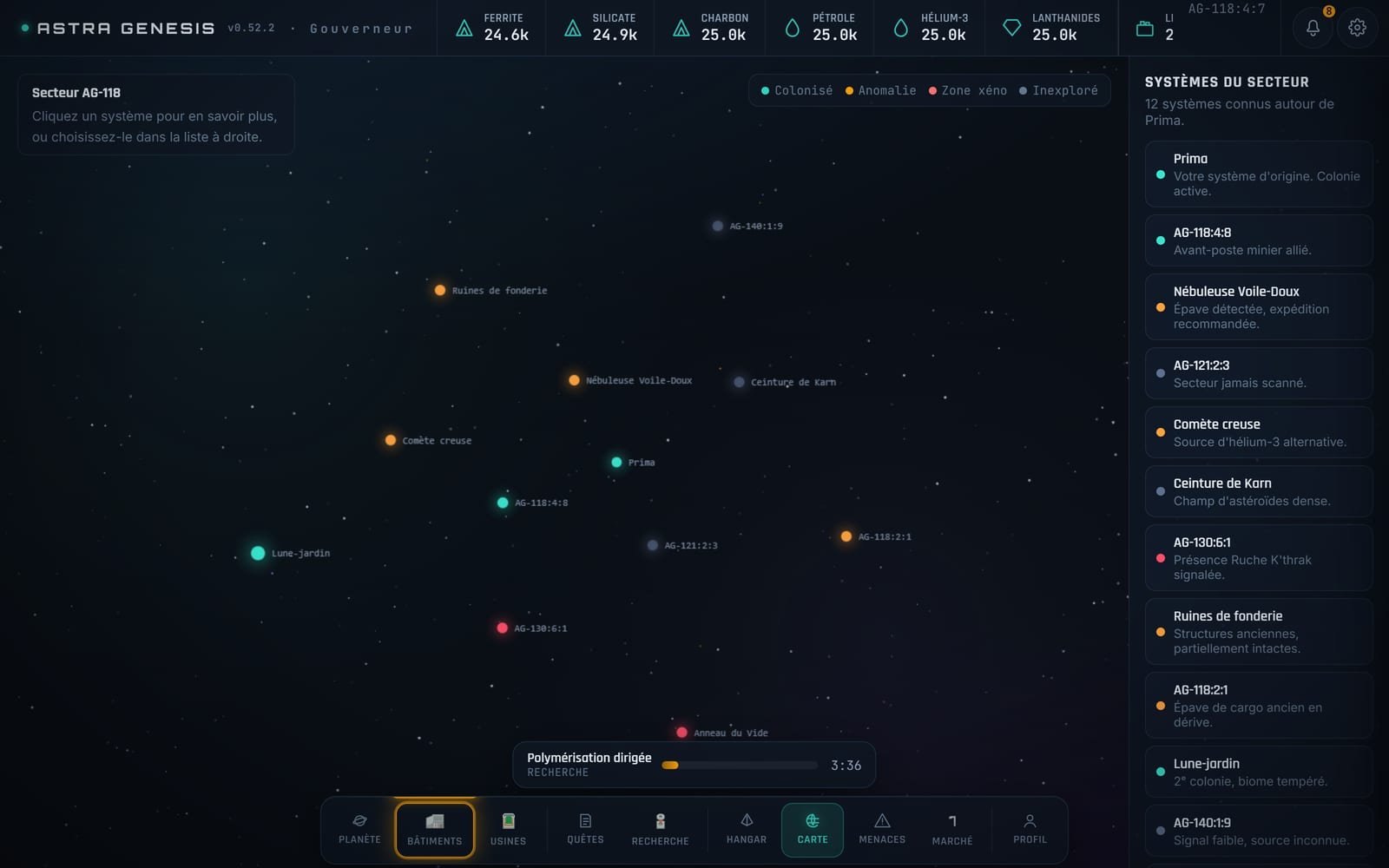 The sector map. It is explored a little at a time, and it does not get carved into borders.