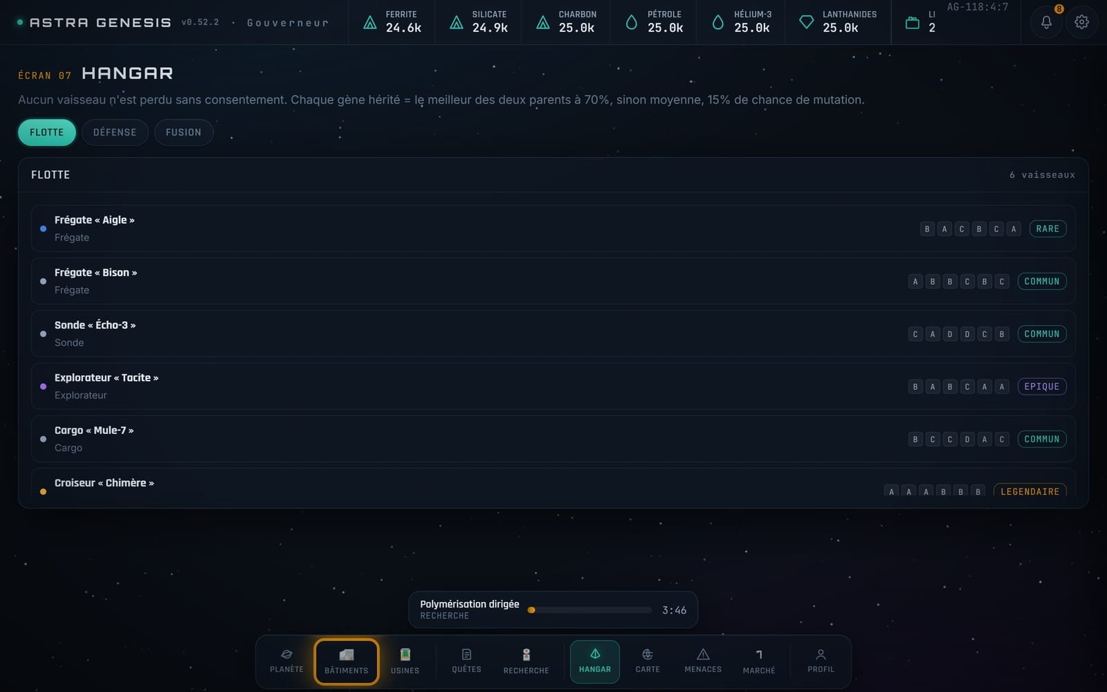 The hangar, where fusion is prepared: two ships, and a third that inherits from both.