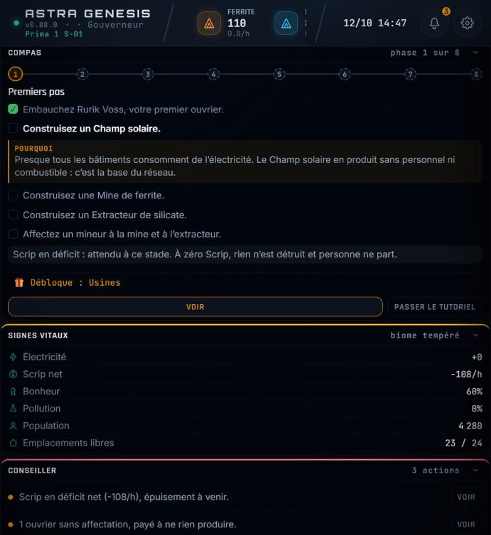 The Compass on the colony screen: the steps of the first phase and the line about the Scrip deficit